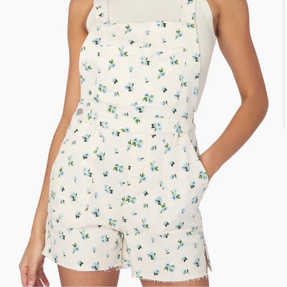 Weworewhat Floral Slit Overall Short - Picture 2 of 3